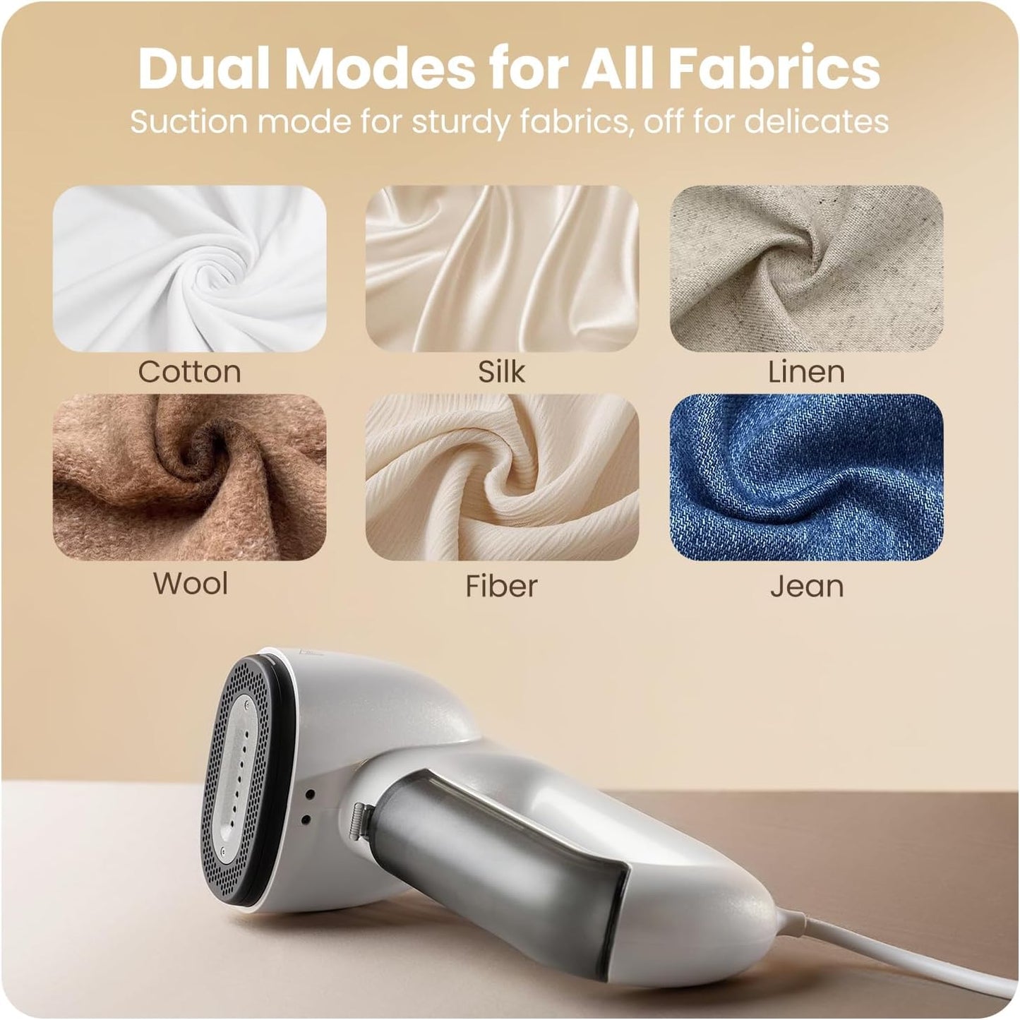 2-in-1 Handheld Steamer & Vacuum with 2300Pa Suction – Perfect for Clothes & Travel (110–120V Compatible)