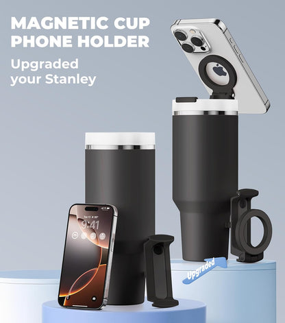 For Stanley Cup Phone Holder with Magnetic Phone Holder for Quencher H2.0 FlowState Tumbler Foldable Stand Water Bottle for Stanley Cup Accessories Hands Free for All Phones Cases