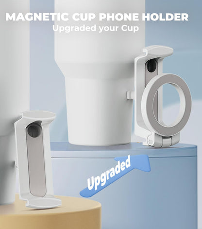 For Stanley Cup Phone Holder with Magnetic Phone Holder for Quencher H2.0 FlowState Tumbler Foldable Stand Water Bottle for Stanley Cup Accessories Hands Free for All Phones Cases