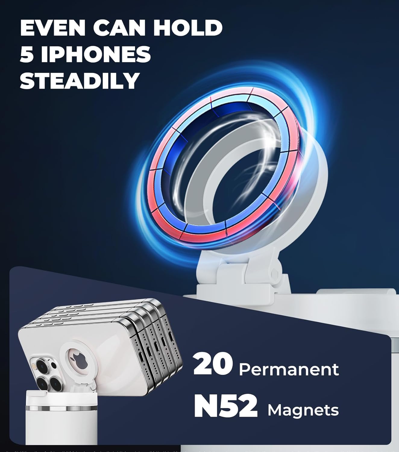 For Stanley Cup Phone Holder with Magnetic Phone Holder for Quencher H2.0 FlowState Tumbler Foldable Stand Water Bottle for Stanley Cup Accessories Hands Free for All Phones Cases