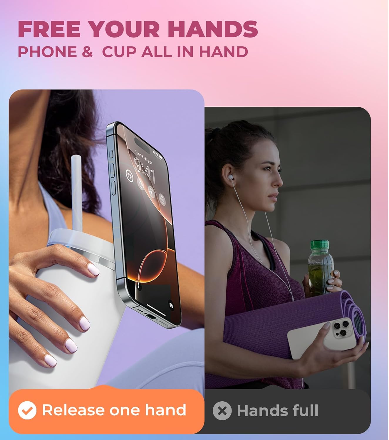 For Stanley Cup Phone Holder with Magnetic Phone Holder for Quencher H2.0 FlowState Tumbler Foldable Stand Water Bottle for Stanley Cup Accessories Hands Free for All Phones Cases